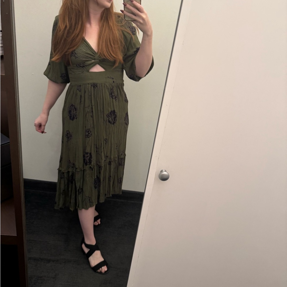 Angie Olive Floral Dress